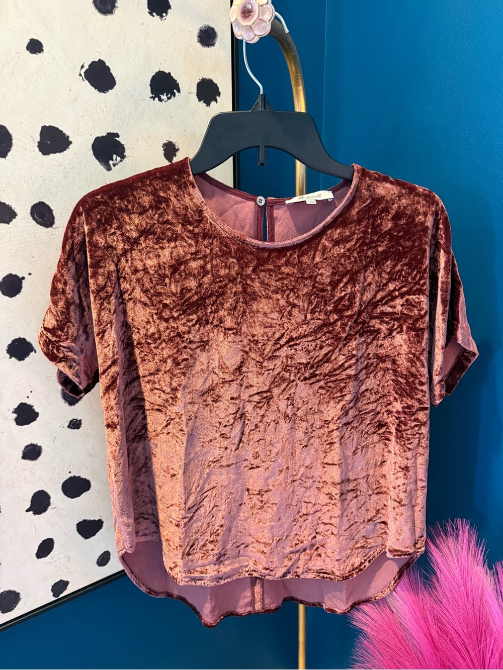 Madewell Mauve Crushed Velvet Short Sleeve Tee